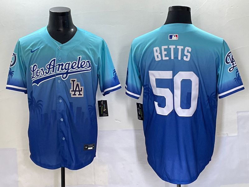 Men 2025 Los Angeles Dodgers #50 Betts Blue Nike MLB Jersey Daoqite style 8